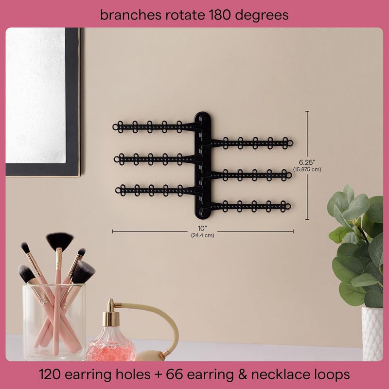All Hung Up 6-Tier Wall Jewelry Organizer Wall Mounted Jewelry Organizer Necklace Holder Wall Mount Hanging Necklace Organizer Jewelry Hanger Hanging Earring Holder Organizer Display (Black) - Image 3